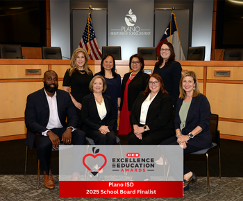 image of team of eight with h-e-b excellence in education text